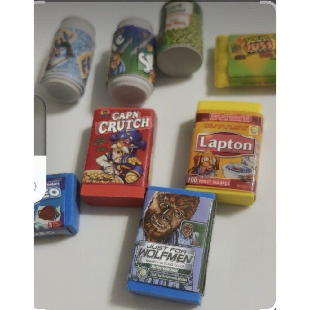 Topps Wacky Packages Mini Erasers Lot of 8 Pieces, Lapton, Boreos, Capn Crutch +